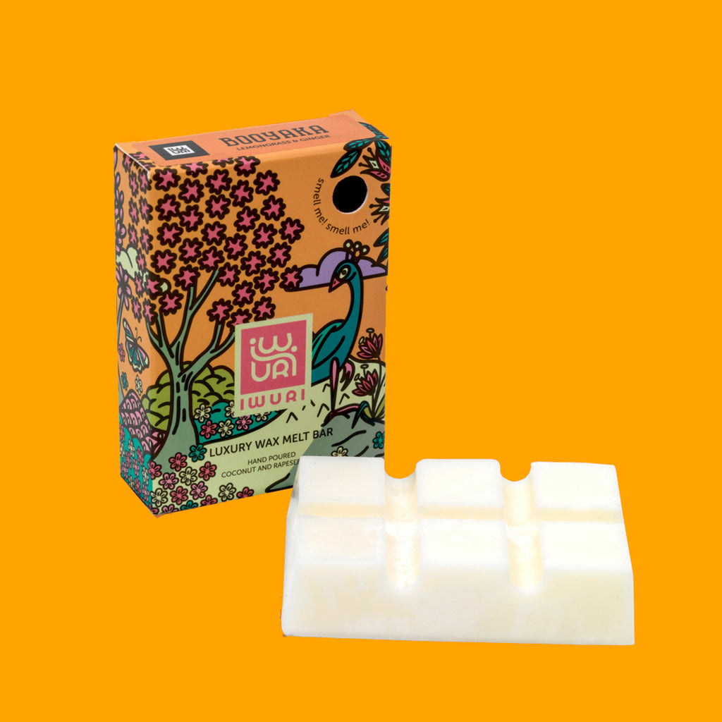 Luxury handmade Wax Melts, rapeseed and coconut natural wax, BOOYAKA - lemongrass and ginger fragrance. 80g 